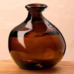 Bubble Recycled Glass Balloon Vase, 7"H - Chocolate