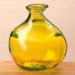 Bubble Recycled Glass Balloon Vase, 7"H - Citron Green