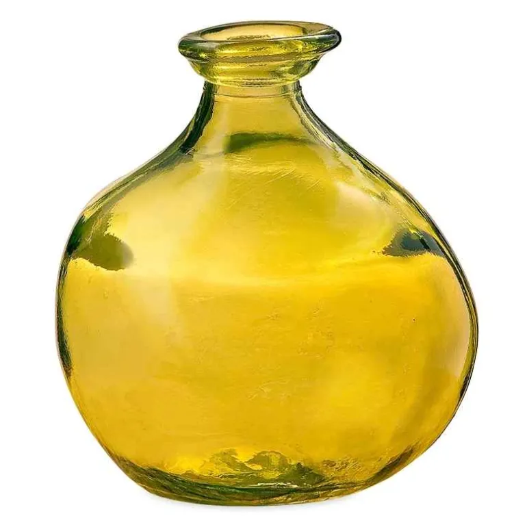 Bubble Recycled Glass Balloon Vase, 7"H - Citron Green