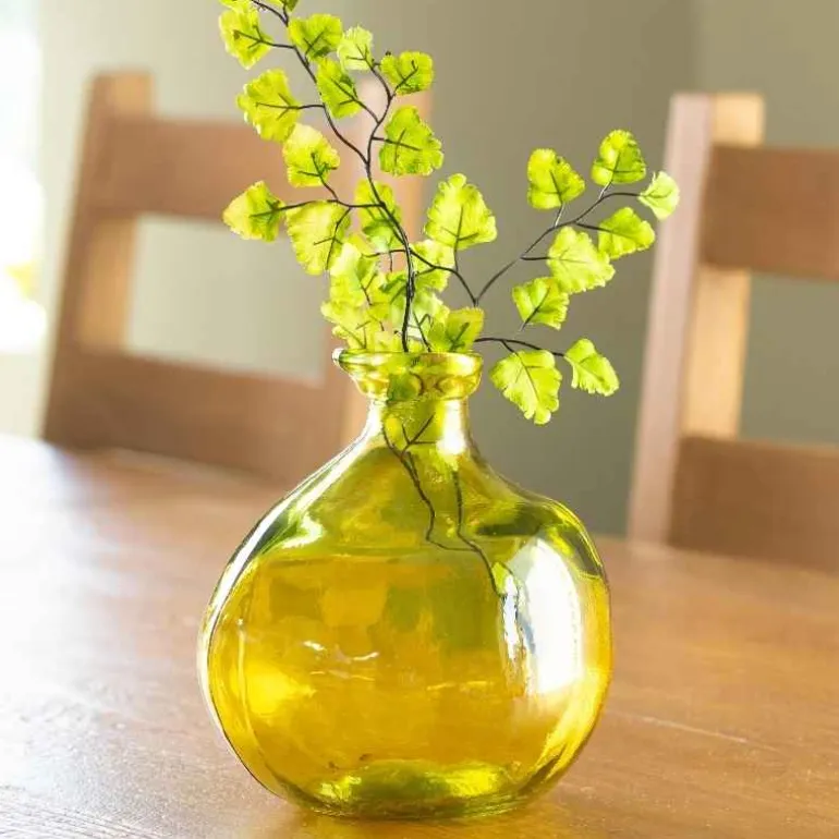 Bubble Recycled Glass Balloon Vase, 7"H - Citron Green