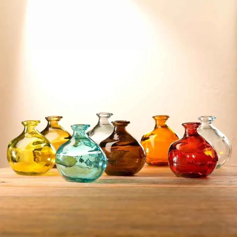 Bubble Recycled Glass Balloon Vase, 7"H - Citron Green