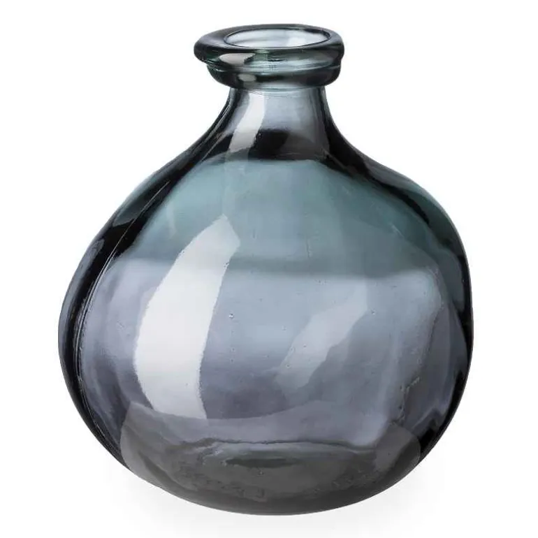 Bubble Recycled Glass Balloon Vase, 7"H - Gray