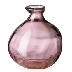 Bubble Recycled Glass Balloon Vase, 7"H - Pink