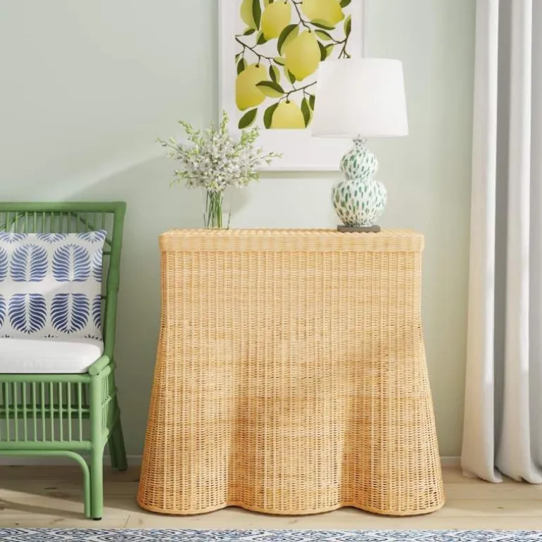 Capris Rattan Scalloped Edge Console Table