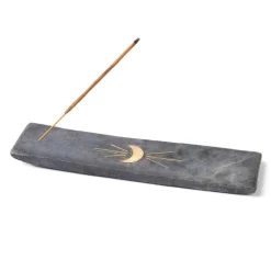 Carved Black Marble Moon Incense Holder
