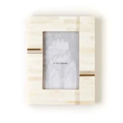 Carved Bone with Brass Photo Frame, 4" x 6"