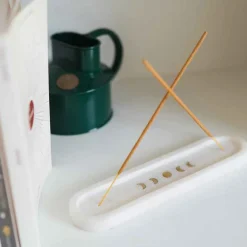 Carved White Marble Moon Phase Incense Holder