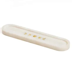Carved White Marble Moon Phase Incense Holder