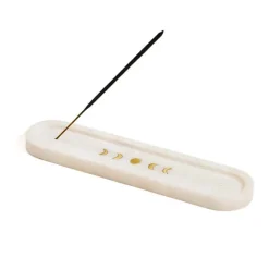 Carved White Marble Moon Phase Incense Holder