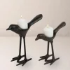 Cast Iron Bird Tealight Holders, Set of 2