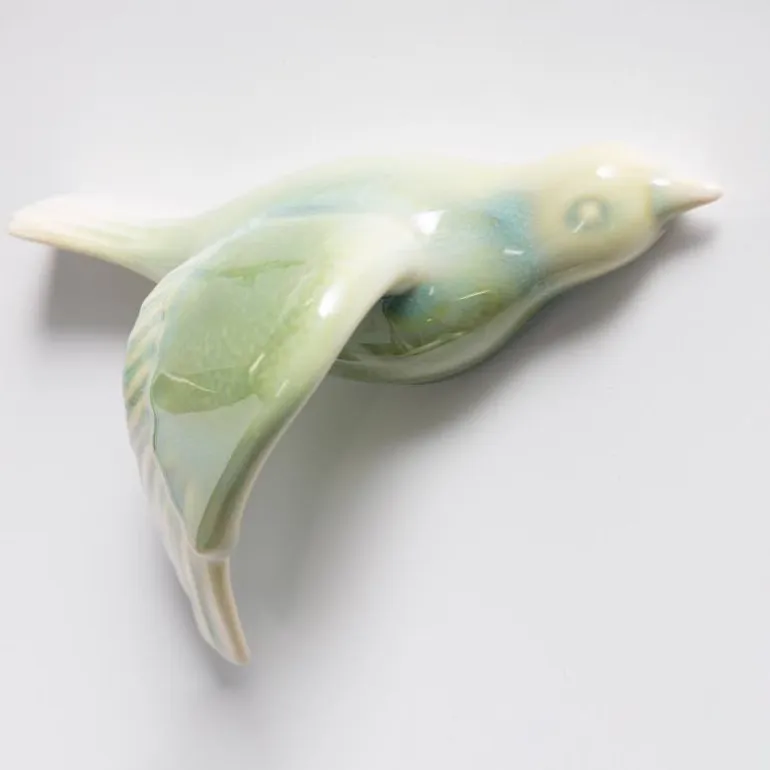 Ceramic Birds Wall Art, Set Of 5 - Blue Green