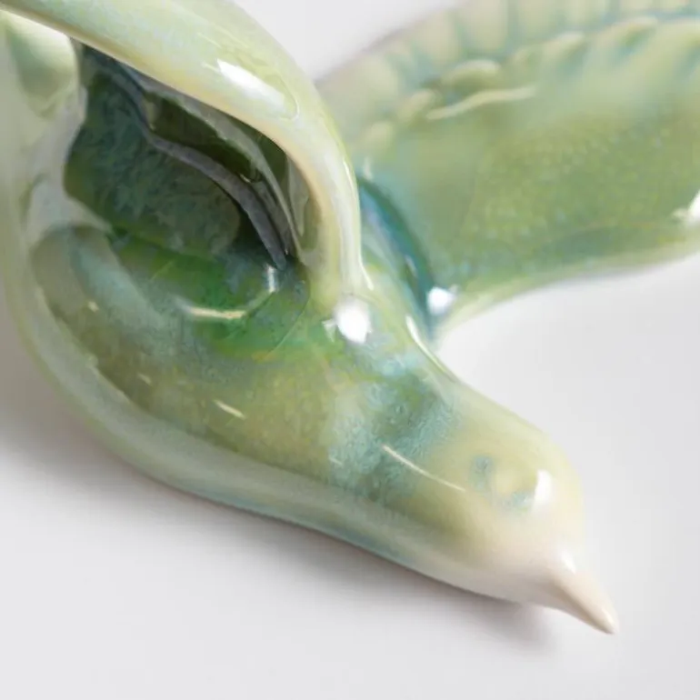 Ceramic Birds Wall Art, Set Of 5 - Blue Green