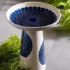 Ceramic Blue Tile Birdbath