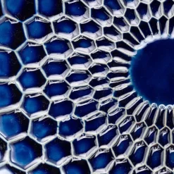 Ceramic Blue Tile Birdbath