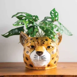 Ceramic Cheetah Head Planter/Bottle Cooler