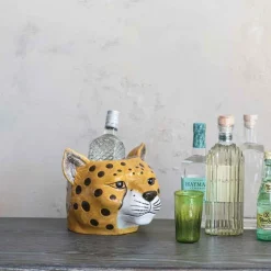 Ceramic Cheetah Head Planter/Bottle Cooler