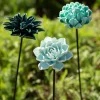 Ceramic Garden Flower Stakes, Set of 3 - Blue