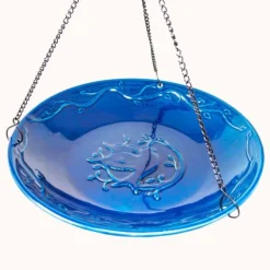 Ceramic Hanging Bird Bath - Bluebird