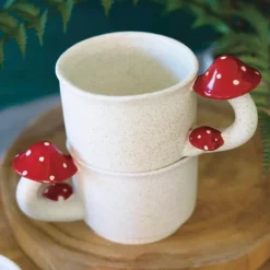 Ceramic Mushroom Mugs, Set of 4