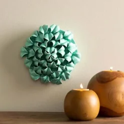 Ceramic Wall Flowers, 8" - Aqua