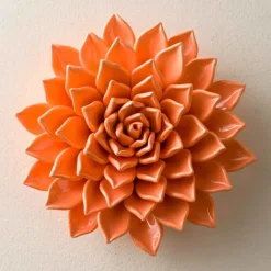 Ceramic Wall Flowers, 10" - Coral