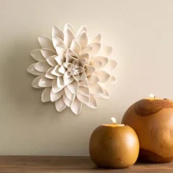 Ceramic Wall Flowers, 8" - Cream