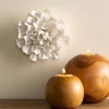 Ceramic Wall Flowers, 6" - Gold-Rimmed White