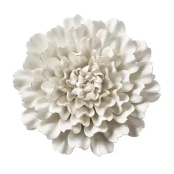 Ceramic Wall Flowers, 10" - Gold-Rimmed White