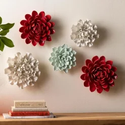 Ceramic Wall Flowers Holiday Collection, Set of 5
