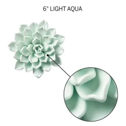 Ceramic Wall Flowers, 6" - Light Aqua