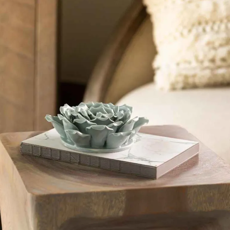 Ceramic Wall Flowers, 6" - Light Gray
