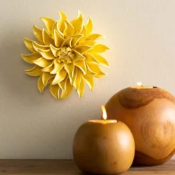 Ceramic Wall Flowers, 6" - Light Yellow