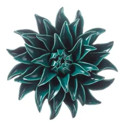 Ceramic Wall Flowers, 6" - Teal