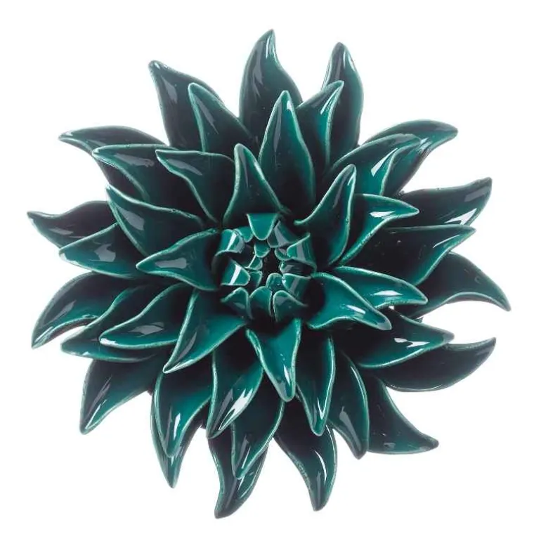 Ceramic Wall Flowers, 6" - Teal
