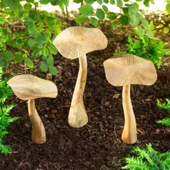 Chinaberry Mushroom Garden Stakes, Set of 3