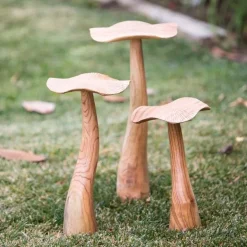 Chinaberry Mushroom Garden Stakes, Set of 3