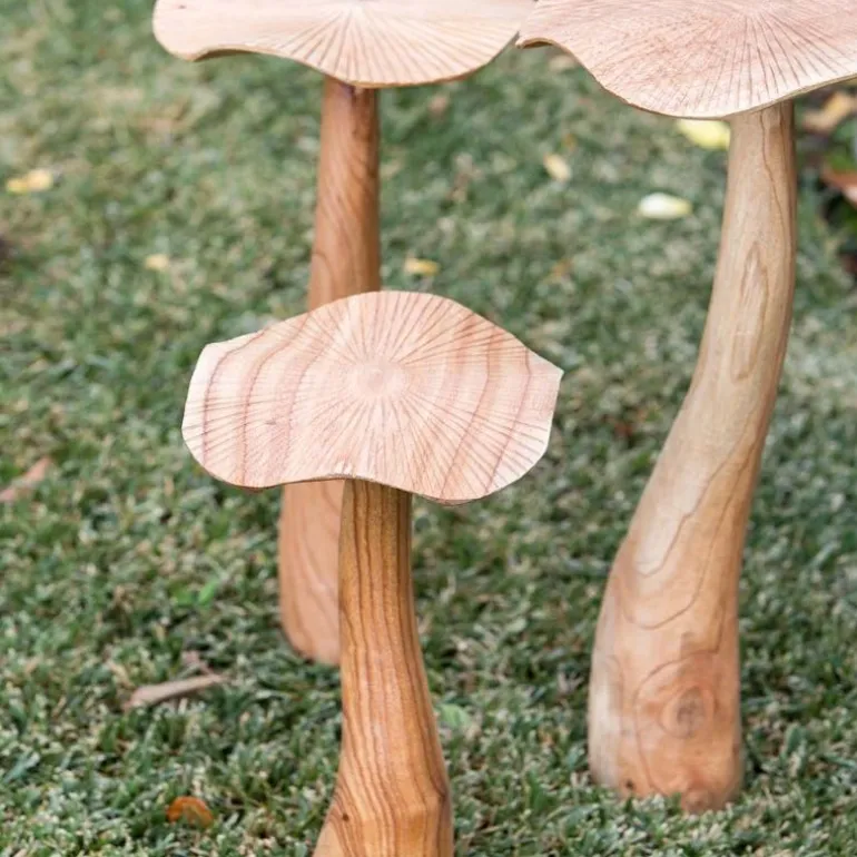 Chinaberry Mushroom Garden Stakes, Set of 3