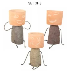 Clay and River Stone Plant Pot Head Shelf Sitter