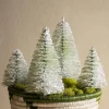 Clip-On Bottle Brush Flocked Mini Trees, Set of 4
