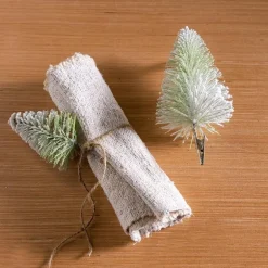 Clip-On Bottle Brush Flocked Mini Trees, Set of 4