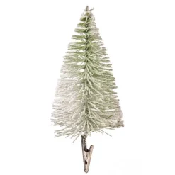 Clip-On Bottle Brush Flocked Mini Trees, Set of 4