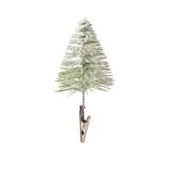 Clip-On Bottle Brush Flocked Mini Trees, Set of 4