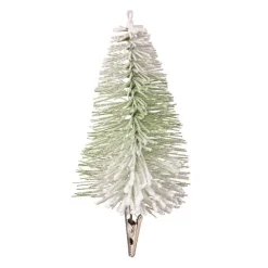 Clip-On Bottle Brush Flocked Mini Trees, Set of 4