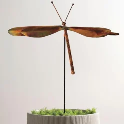 Copper-Finish Dragonfly Garden Stake