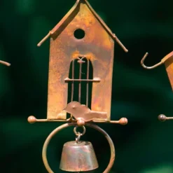 Copper-Flamed Bird House Garden Stakes, Set of 3