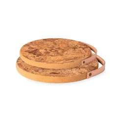 Cork Trivet with Leather Handle, 12