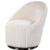 Crue Fluted Chenille Swivel Chair - Ivory