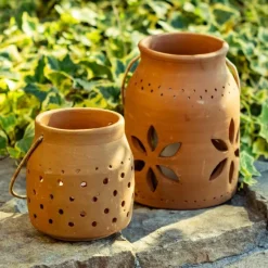 Cut-Out Dots Clay Lantern