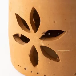 Cut-Out Flower Clay Lantern