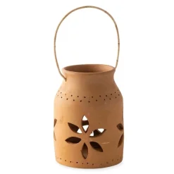 Cut-Out Flower Clay Lantern